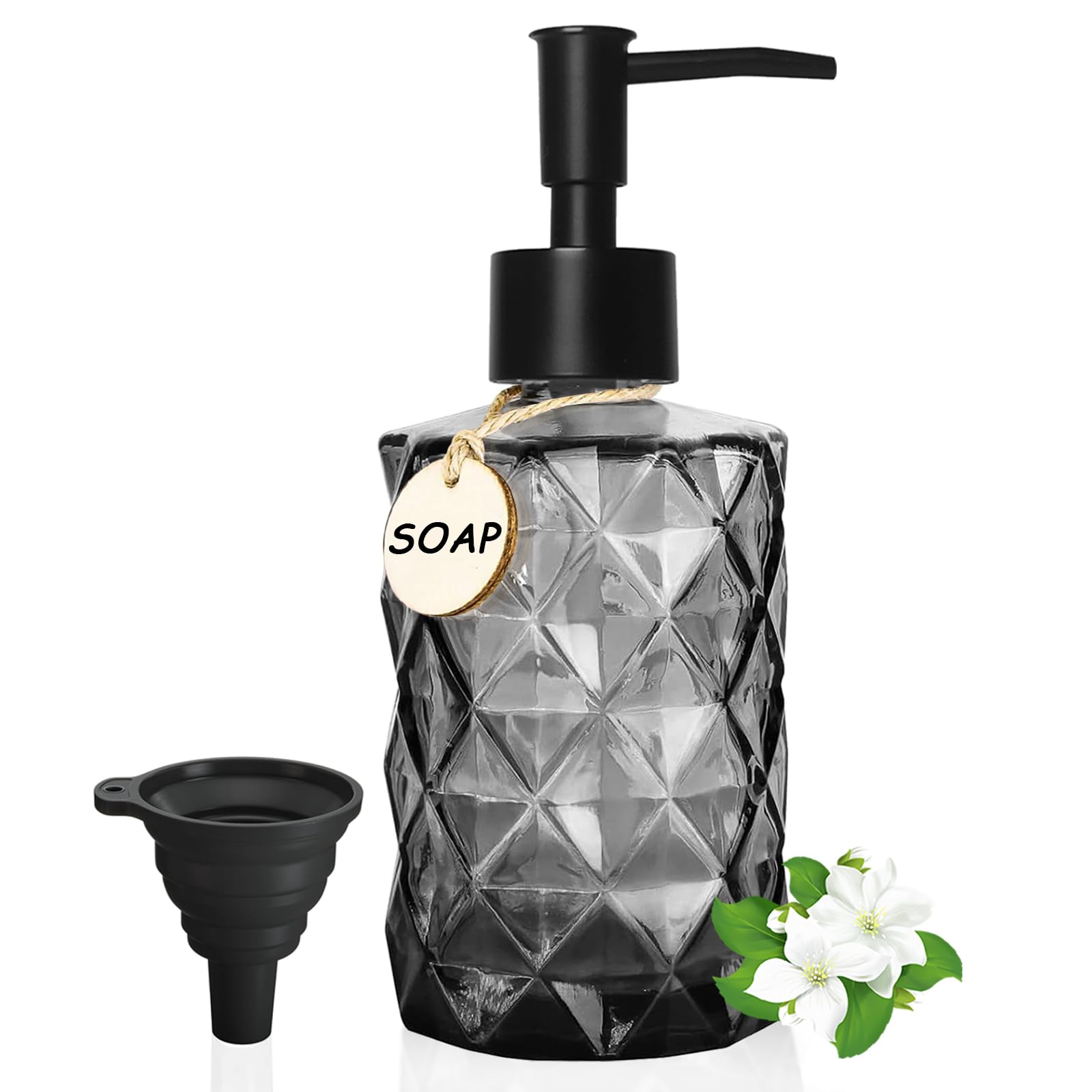 GKSCXEXE Dispensador de jabón negro, moderno dispensador de jabón de 330 ml, dispensador de jabón de baño, dispensador de bomba rellenable, dispensador de jabón de mano para cocina, dispensador de
