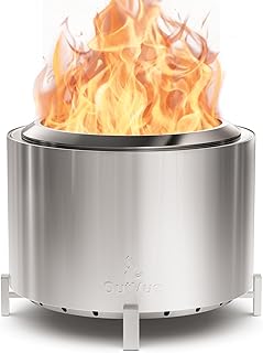 27 inch Stainless Steel Smokeless Fire Pit, Outdoor Smokeless Firepit, W...
