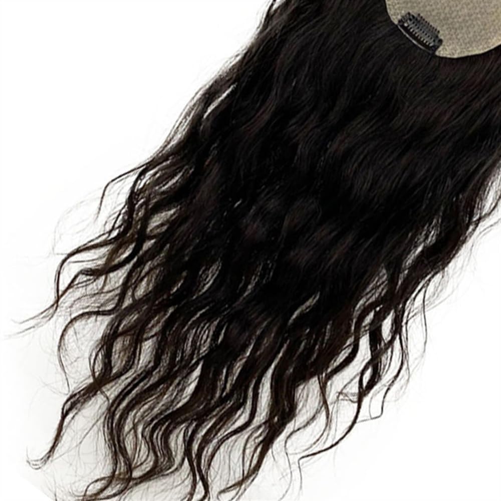 Stratificato Topper for capelli diradati 8"-22" for umani brasiliani for donne 5"x5" Clip con base in pizzo svizzero in sciolti ondulati for parrucchino(8inches)