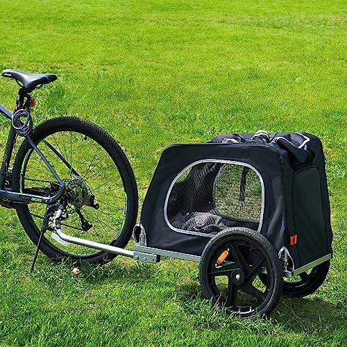 soges Rimorchio per bicicletta per cani fino a 40 kg, pieghevole, in Oxford 600D, rete traspirante, carrello per cani con guinzaglio interno, riflettori di sicurezza