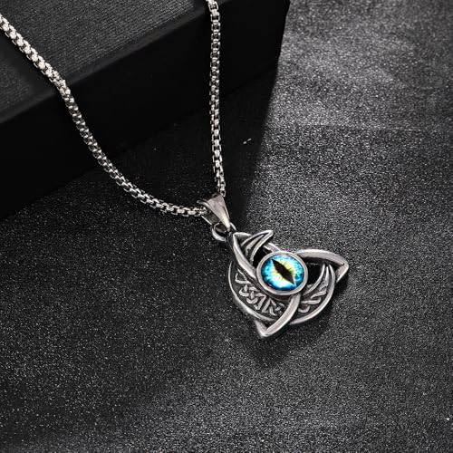 YWMAN Celtic Moon Necklace, Celtic Knot Dragon Eye Pendant, Irish Trinity Triquetra Necklace Jewelry Gifts for Men Women2