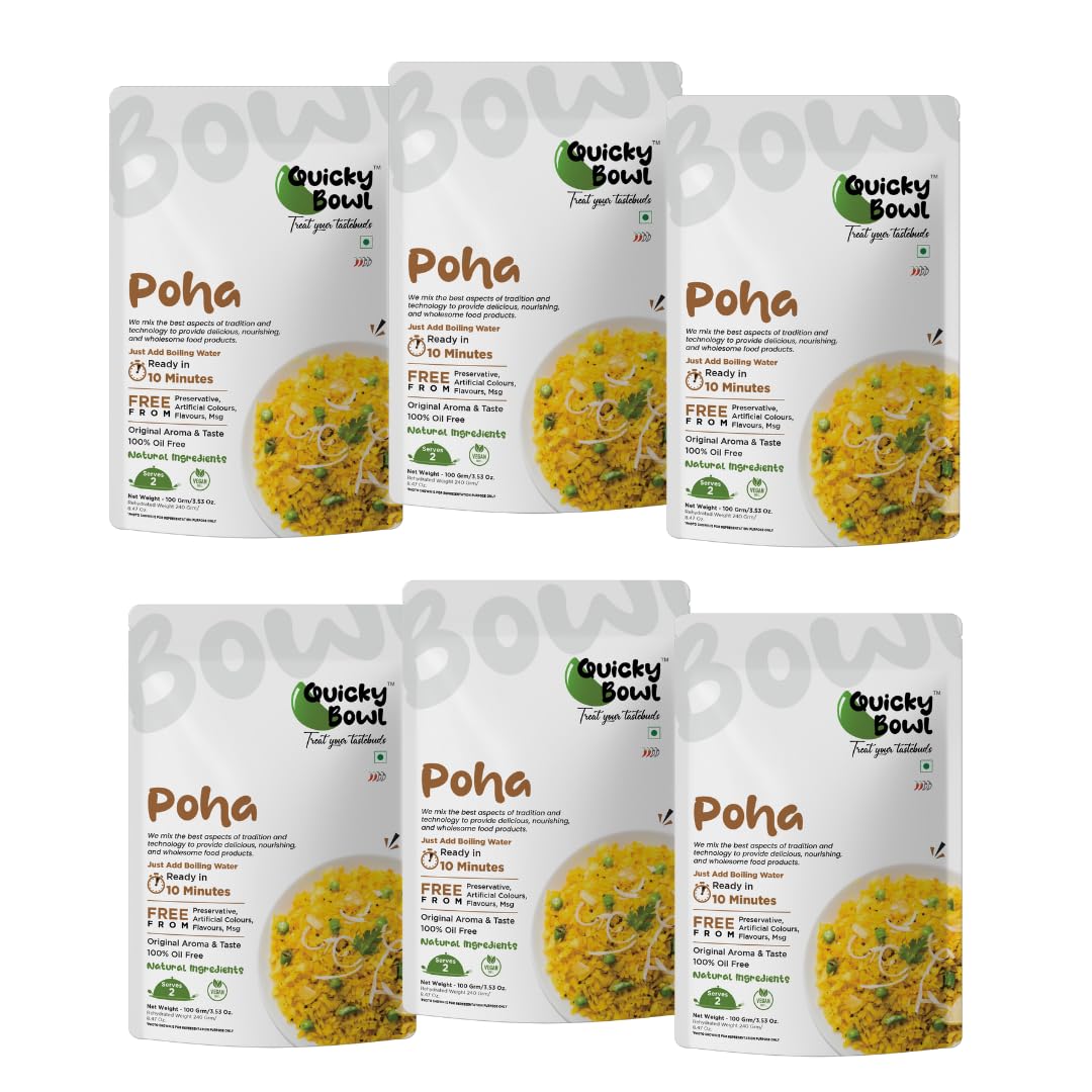 QuickyBowl Poha | Ready to Eat | Instant Breakfast | No added Preservatives (Pack of 6) (B0C1S8C47Y) Amazon Price History, Amazon Price Tracker