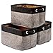EZOWare Boîte de Rangement Pliable en Coton de Jute avec Poignée, Panier à Linge, Meuble de Rangement pour Salle de Bain, Cuisine– Lot de 3, Gris et Noir
