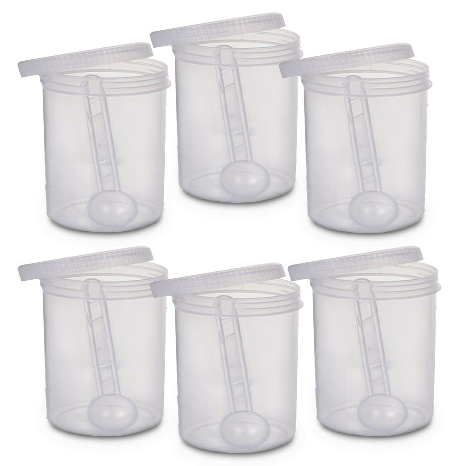 6 x 1000ml Plastic Storage Jar With Screw Top Lids Airtight Food Storage Containers With Spoon For Kitchen, Herb, Spices, Sweets Clear Canister pots