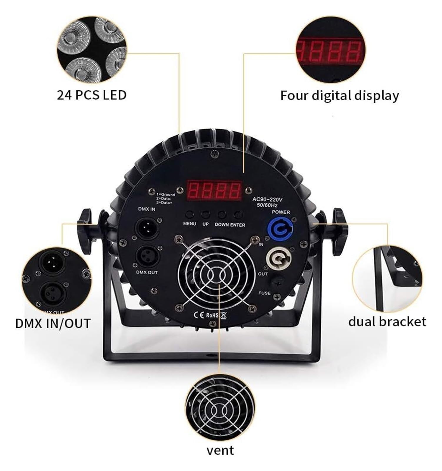 Luce da palco per DJ a LED Attrezzatura di illuminazione for DJ da palcoscenico RGBW UV 4in1 in alluminio 18x12w RGBW UV 4in1 LED DMX a 4 colori Par Light RGBW UV per Eventi Feste di Natale Matrimoni