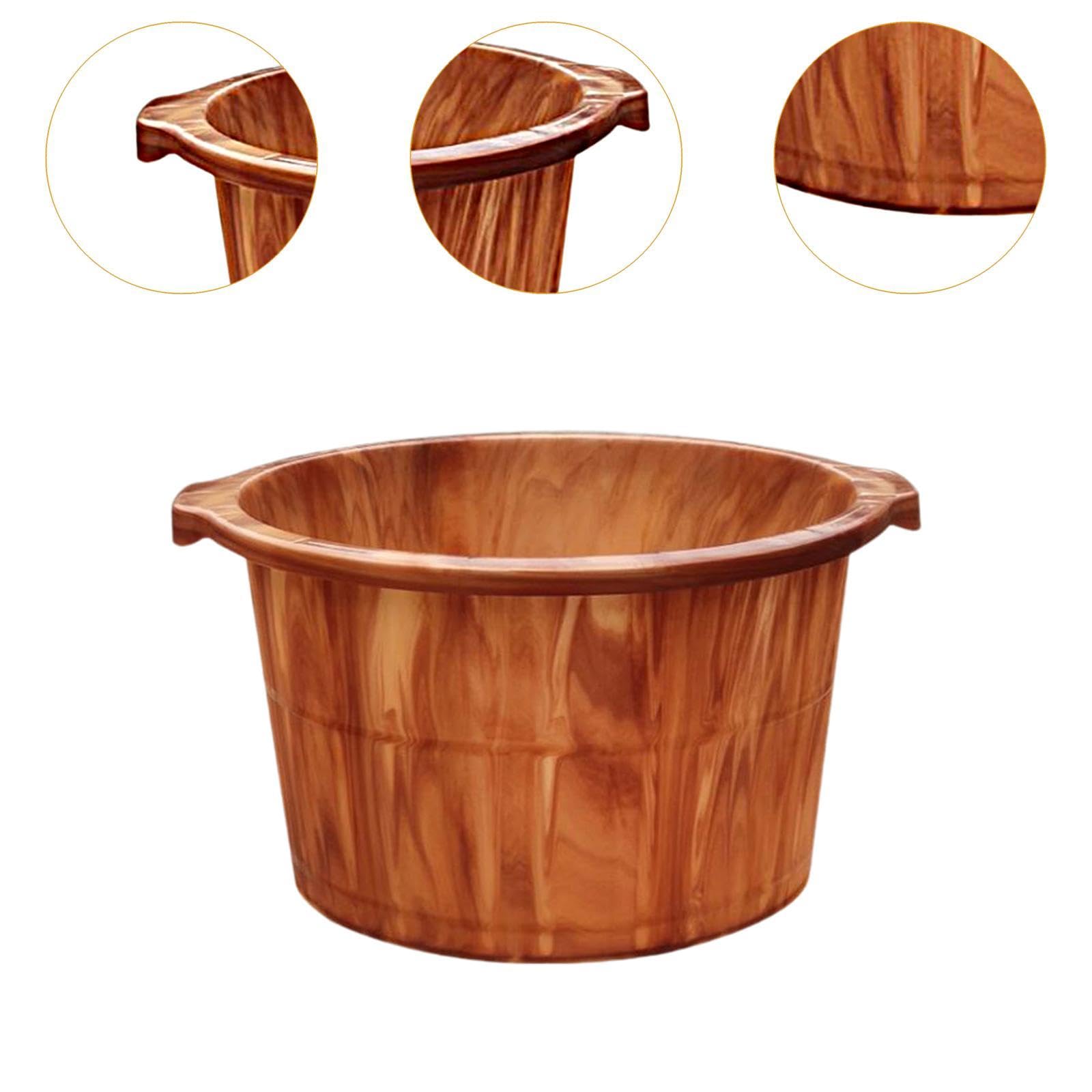 Cubeta de Baño de Pies con Diseño Cómodo Y Fácil Limpieza Balde para Baño de Pies Grande Barreño de para Pies Práctico Recipiente para Spa en E, Marrón Altura 23cm