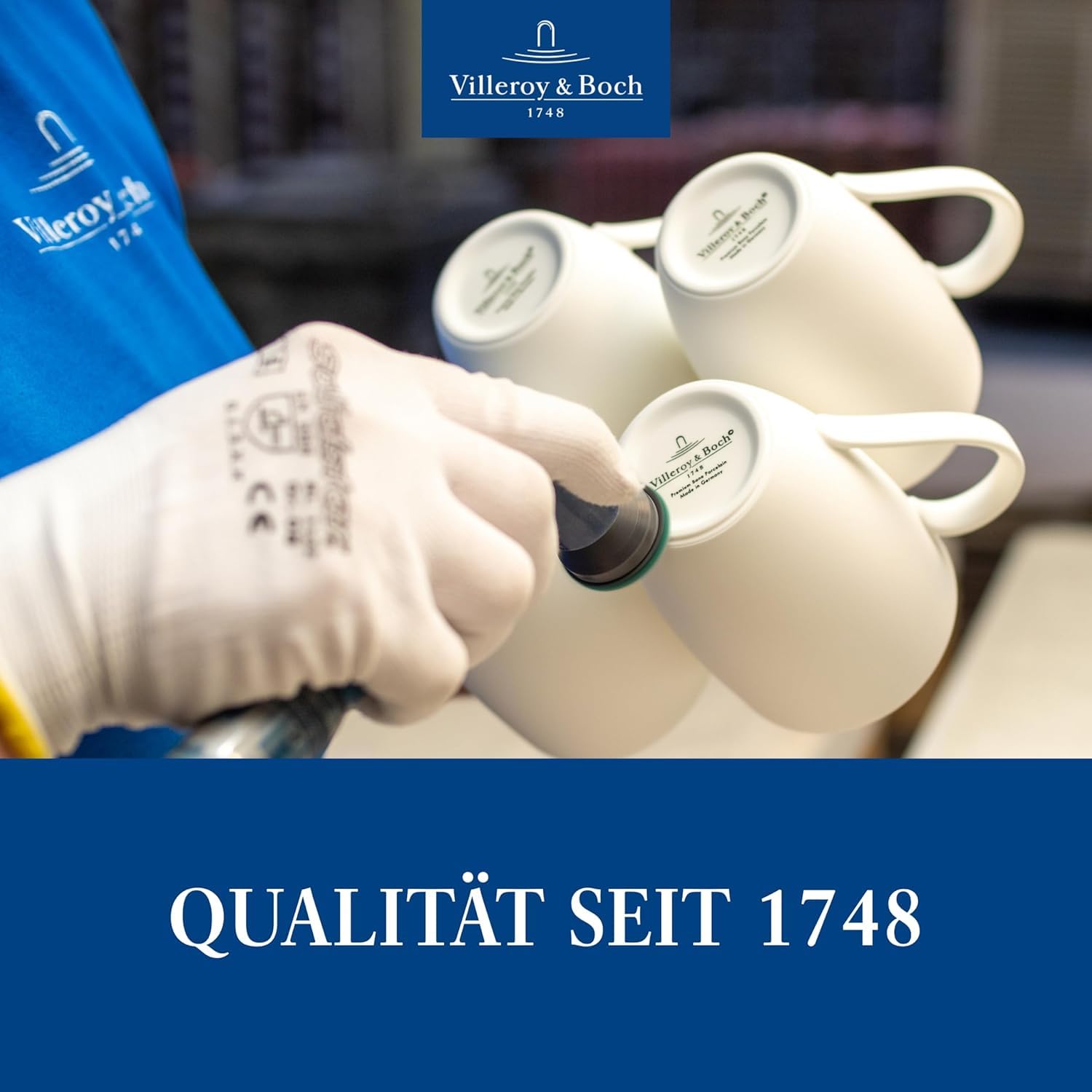 Villeroy & Boch - Newwave Caffè Cappuccino Tassen Set, Spülmaschinenfest, Mikrowellensicher, Cappuccinotassen, Kaffee Geschirr Set, Tasse, Untertasse, Löffel, Premium Porzellan, Edelstahl
