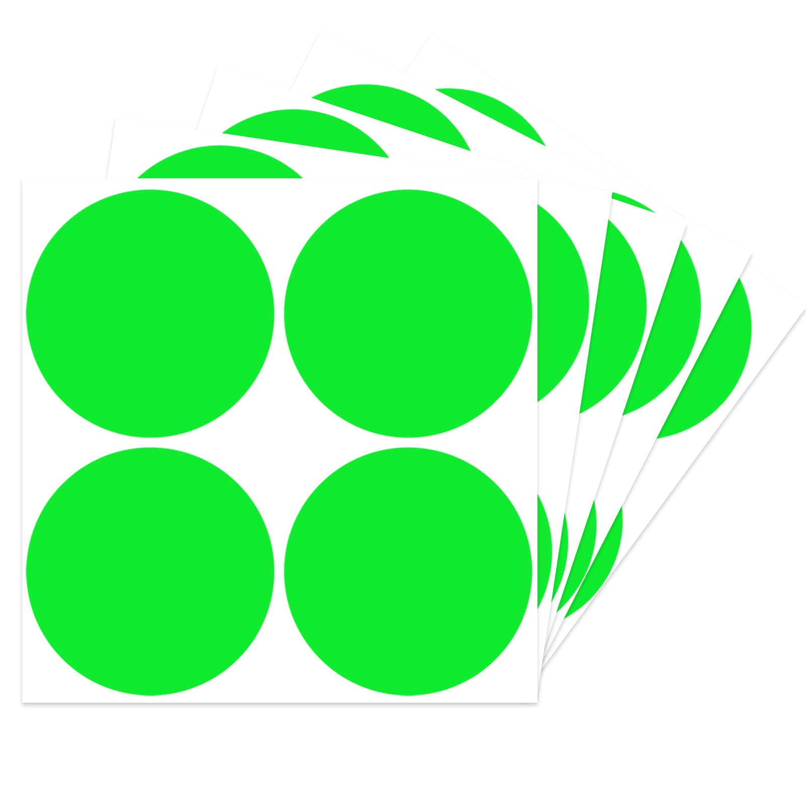STARLIBOO Fluorescent Green Dot Stickers, 3 Inch Removable Circle Labels, Writable Colored for Garage Sale, Office, Yard Sale Price Tags (200Pcs)