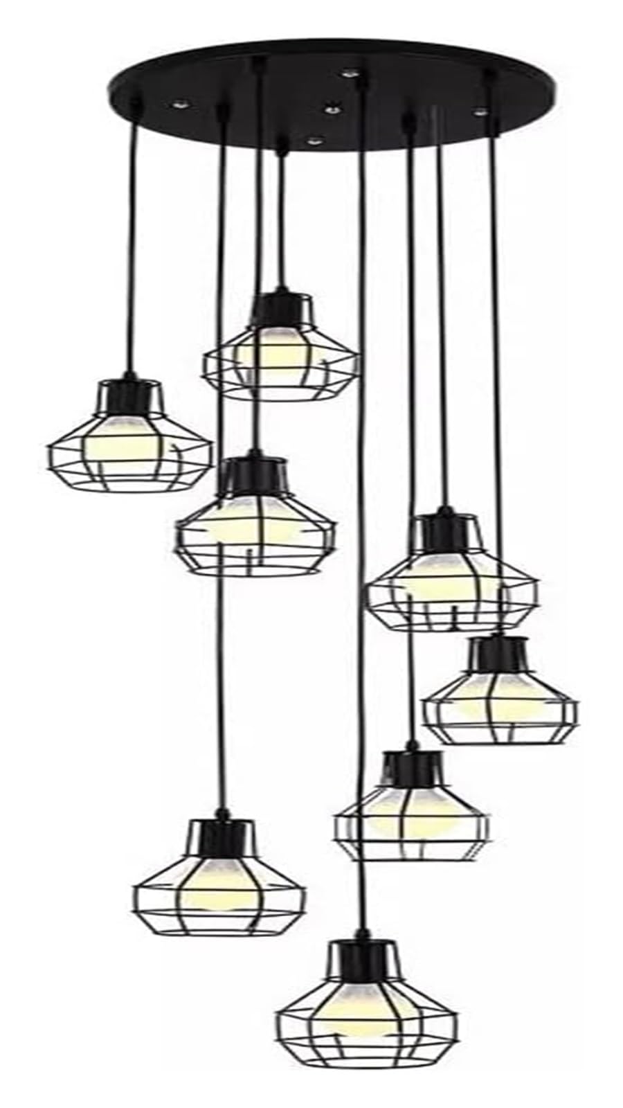 Żyrandole w stylu vintage industrialnym, lampa wisząca z kopułą, wysoki sufit, abażur w kształcie klatki dla ptaków, lampa sufitowa, długi żyrandol wiszący do przedpokoju, klatki s