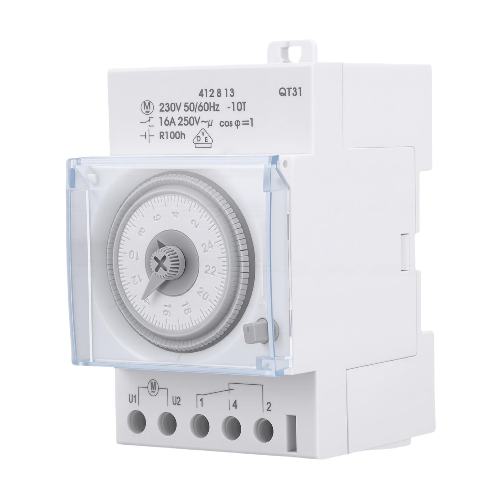 Fafeicy Temporizador Mecánico, Temporizador Programable de 24 Horas y 7 | Carcasa PC Ignífuga, Ajuste Mínimo de 15 Min, 16 A, para Hogar e Industria