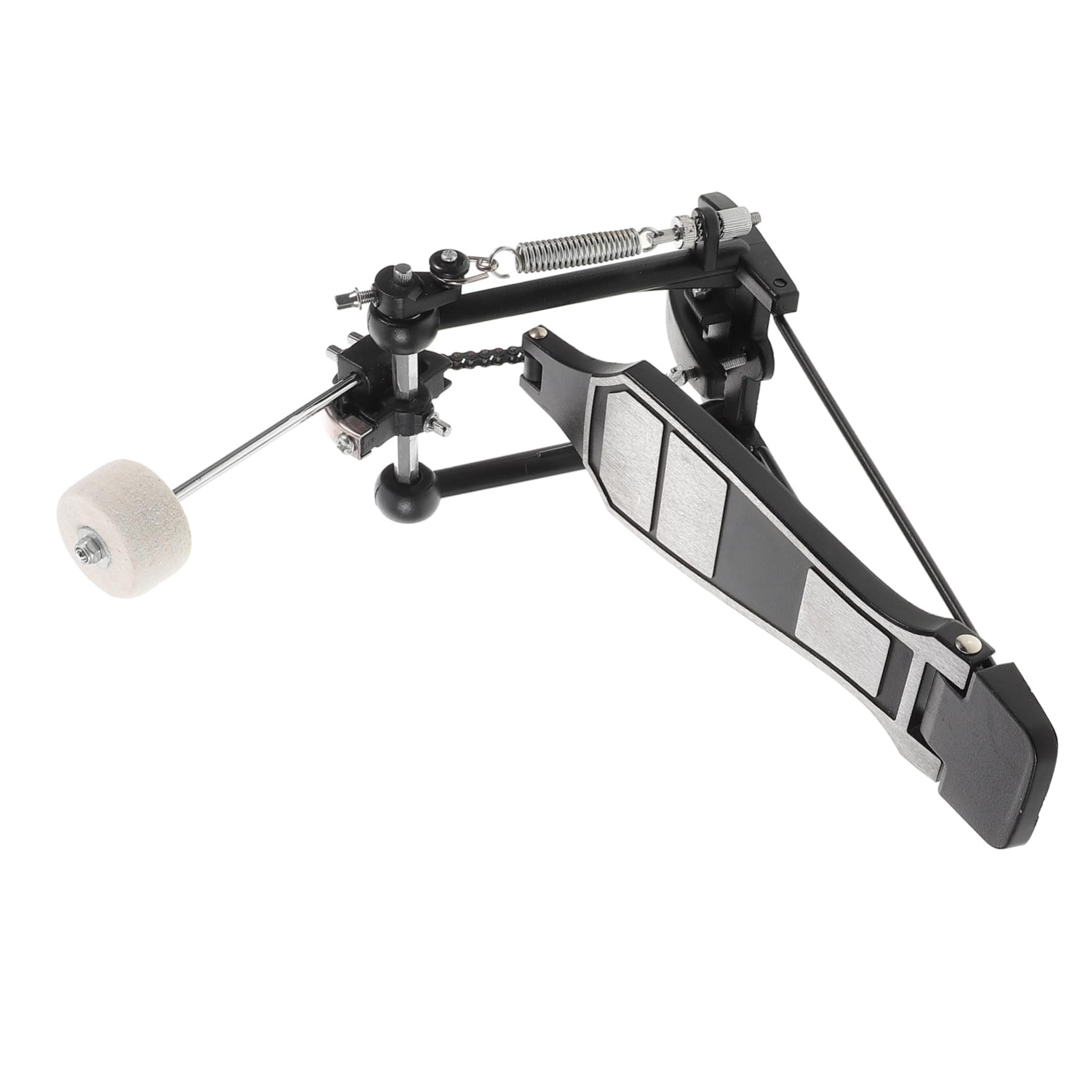 HANABASS Pedale per Batteria Jazz con Movimento a Catena Singola in Lega di Alluminio Nero Pedale Singolo Portatile Accessorio con Chiave per Tamburo Adatto a Batteria Acustica