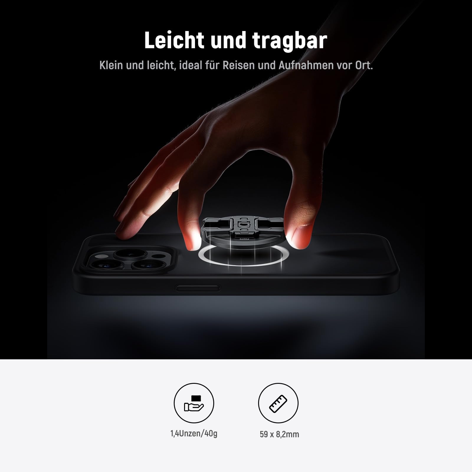 NEEWER Magnetische Handy Stativ Halterung mit Action Kamera Adapter, Cold Shoe mit Anti Off Pin 1/4Gewinde, kompatibel mit MagSafe iPhone 16 15 14 13 12 Serie DJI Schnellwechsel Adapter Mount, PA070