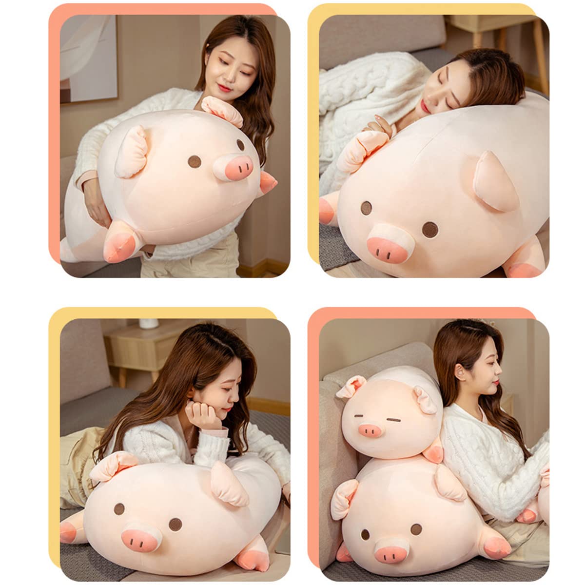 Kekeso Bonitos Juguetes de Peluche de Cerdo, Suave y Gordo Cerdo, Almohada para Abrazar, MuñEco de Animal, CojíN de Juguete, Almohada, Regalos para Niños (60cm/23.62, Big Eyes)
