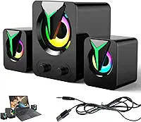 Caixa De Som PC Gamer Com RGB, 3D Surround, Alto Volume, Bass Reflex, Dual Alto-falantes - Para TV, Notebook, Monitor Via USB Cabo