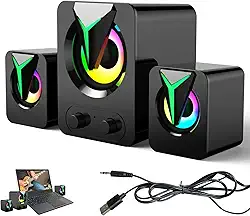 Caixa De Som PC Gamer Com RGB, 3D Surround, Alto Volume, Bass Reflex, Dual Alto-falantes - Para TV, Notebook, Monitor Via USB Cabo
