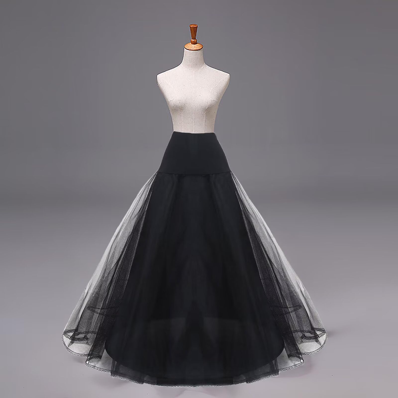 A-Linie Unterrock Reifrock Petticoat Crinoline Full Slips Brautkleid Krinoline Unterröcke Hochzeit Rock Kleid Kleidung Kostüm a line Underskirt Bodenlang Elastisch Taille Weiß Schwarz