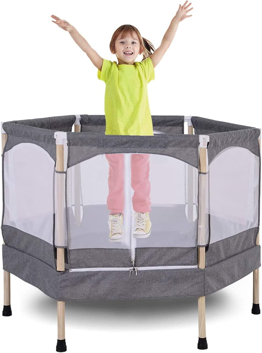 トランポリン こども用 室内 安全ネット付き 1.2m 静音 耐荷重180kg 人気 転落 飛び出し防止 子供用 大人ゴム式 軽量 ゴムバンド 家庭用 折りたたみ 組み立て簡単 室内遊具 誕生日 プレゼント