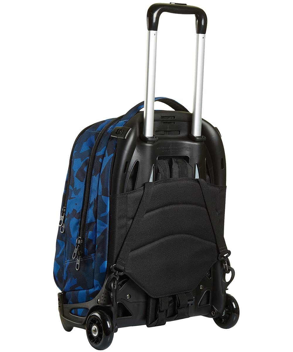 Invicta Trolley Scuola Tech, Blu, Camo Squared, 3 in 1, Triplo Uso, Zaino con Carrello Sganciabile e Crossover System, Zaini e Trolley, Viaggio, Unisex