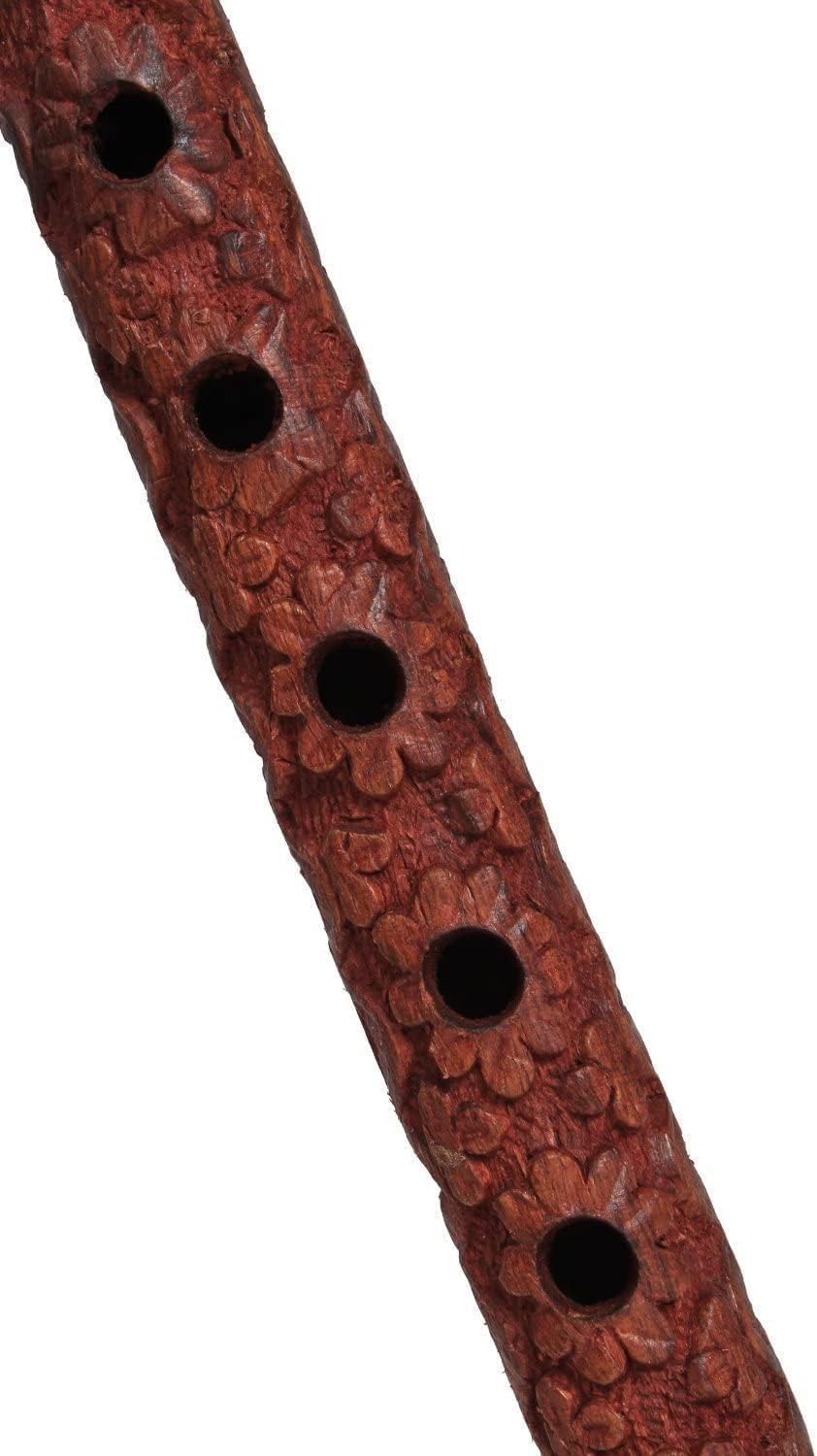 Mouth Woodwind Flute Wooden Traditional Hand Carved, Great Sound Indian Musical Instrument Brown Color 13 Inch