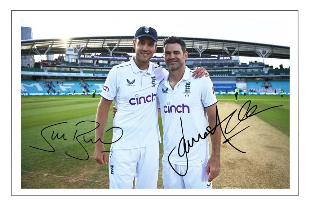 RJR PRINTS James Anderson & Stuart Broad - England Ashes Cricket Signed 12x8 Inch Photo Print Pre Printed Signature Autograph Gift