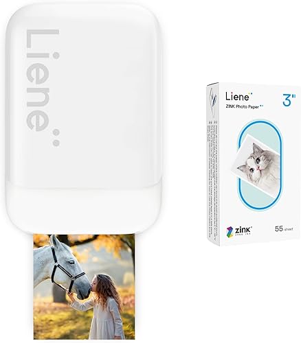 Liene Impresora fotográfica de 2 x 3 pulgadas, mini impresora fotográfica portátil instantánea con papel adhesivo de 55 Zink, Bluetooth 5.0,