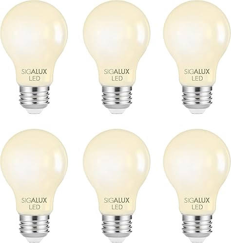 Bombilla LED E26 regulable equivalente a 60 vatios, bombilla de filamento LED de luz diurna certificada Sigalux Energy Star de 2700 K, bombillas LED