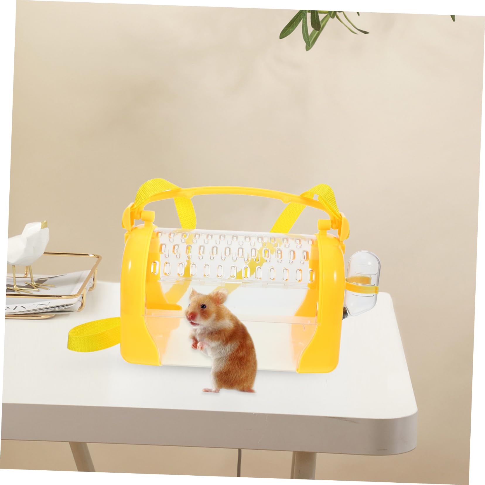 HOLIDYOYO Transparent Hamster Carrier Case Sturdy Travel Cage with Food Bowl Waterer Portable Design for Small Animals for Outdoor Adventures