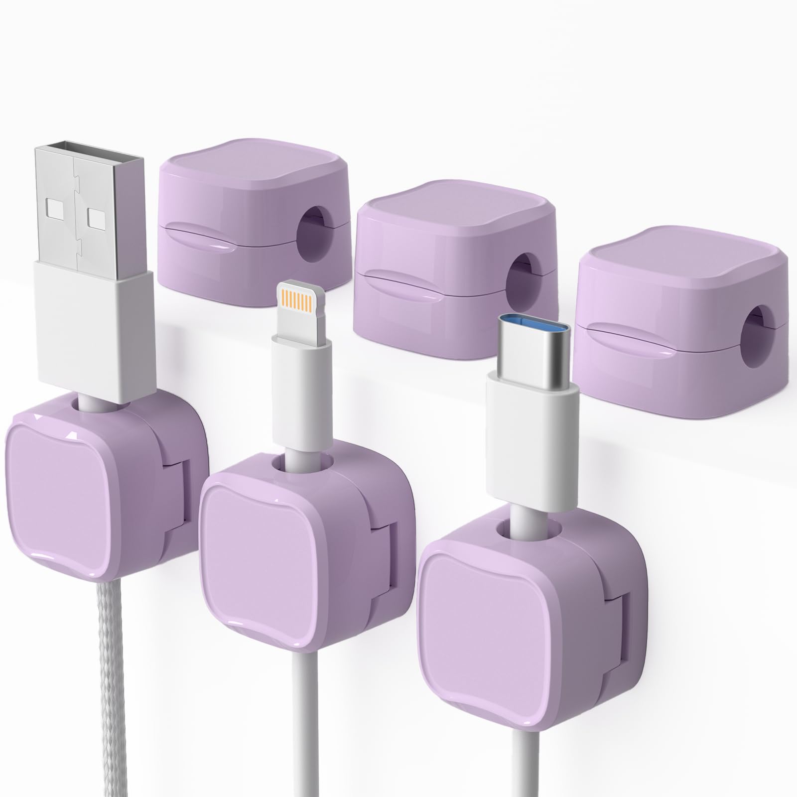 6 Pack Magnetic Cord Organizer & Cable Clips - Adjustable Under Desk Cable Management, Adhesive Wire Holder for Home, Office, Phone, Car, Wall, and