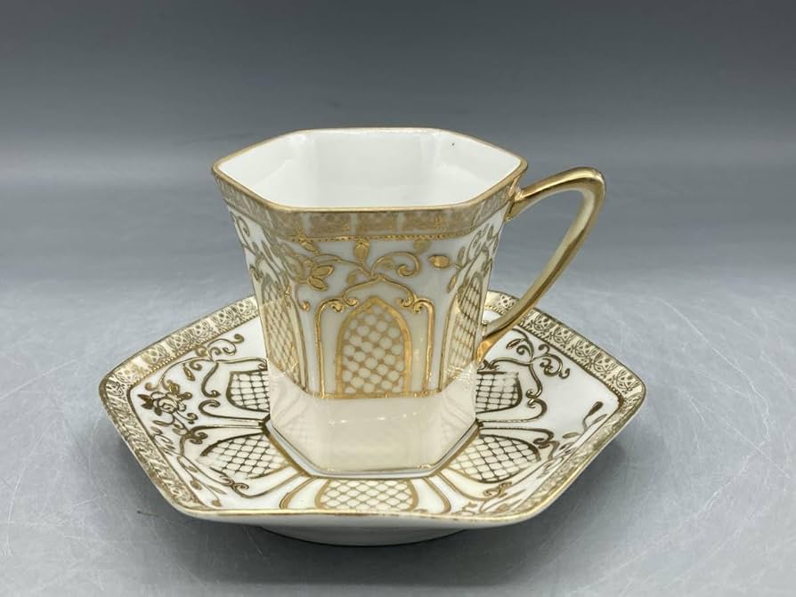Amazon.com: Old Noritake Cup & Saucer Flower Hexagon Gold