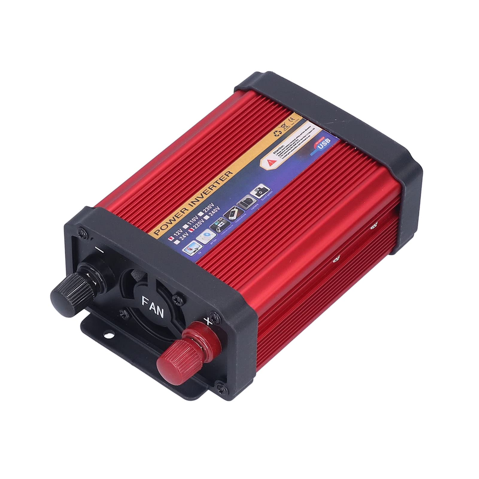 500 W Auto-Wechselrichter, modifizierte Sinuswelle mit Zwei USB-Anschlüssen und Wechselstrom-Steckdose für Urlaub, Camping, Roadtrips, 12 V bis 110 V–220 V