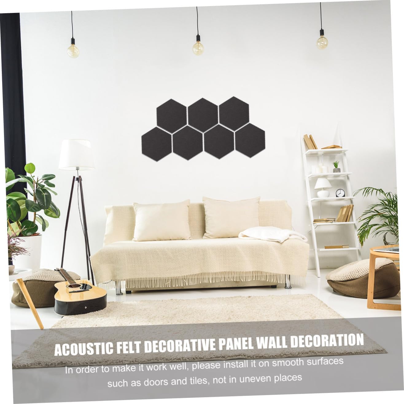 SHINEOFI 12Pcs Hexagon Felt Bulletin Board Tiles Decorative Wall Memo Board for Photos and Notes Easy to Install Self Adhesive Felt Wall Tiles for Home and Office