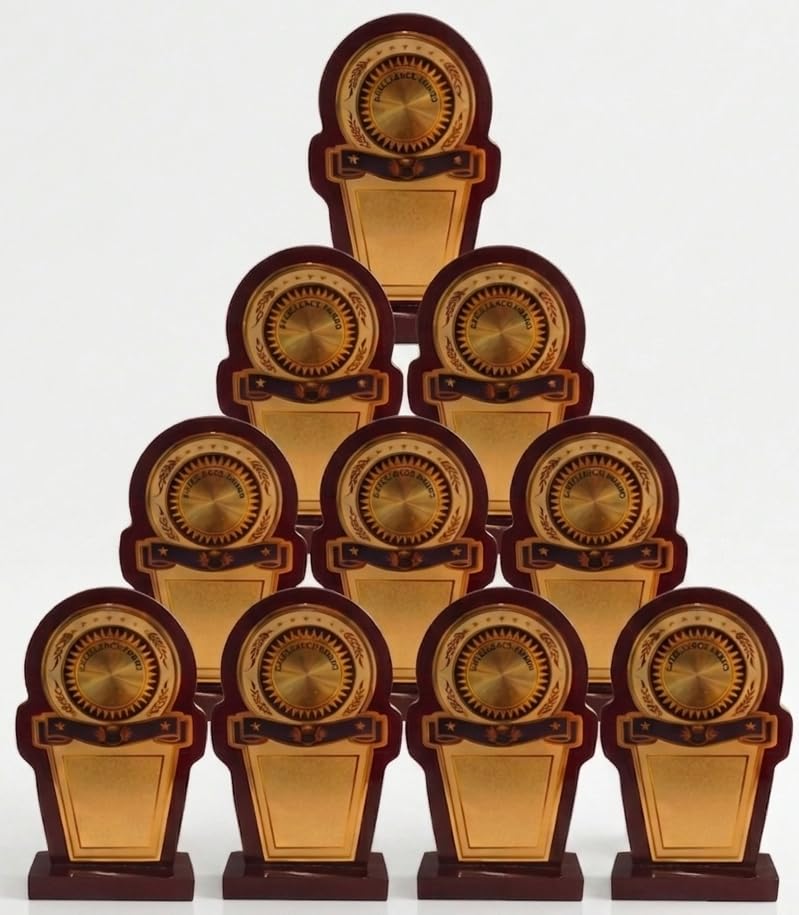 Wooden Sheild Momento Yogi foil 7 Inch (Pack of 10) Trophies, Award Recognition Trophy for Winners, Competitions, and Ceremonies | Trophy For Students,Trophy For Students Trophy For Cricket Trophy For Celebrations Trophy For Teachers-picture-19