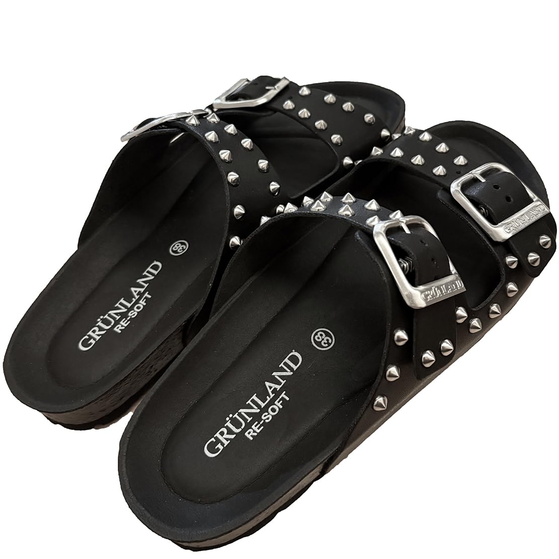 Grunland ciabatte con borchie donna STELLA DARK sandali ecopelle doppia regolazione con sottopiede anatomico RE-Soft