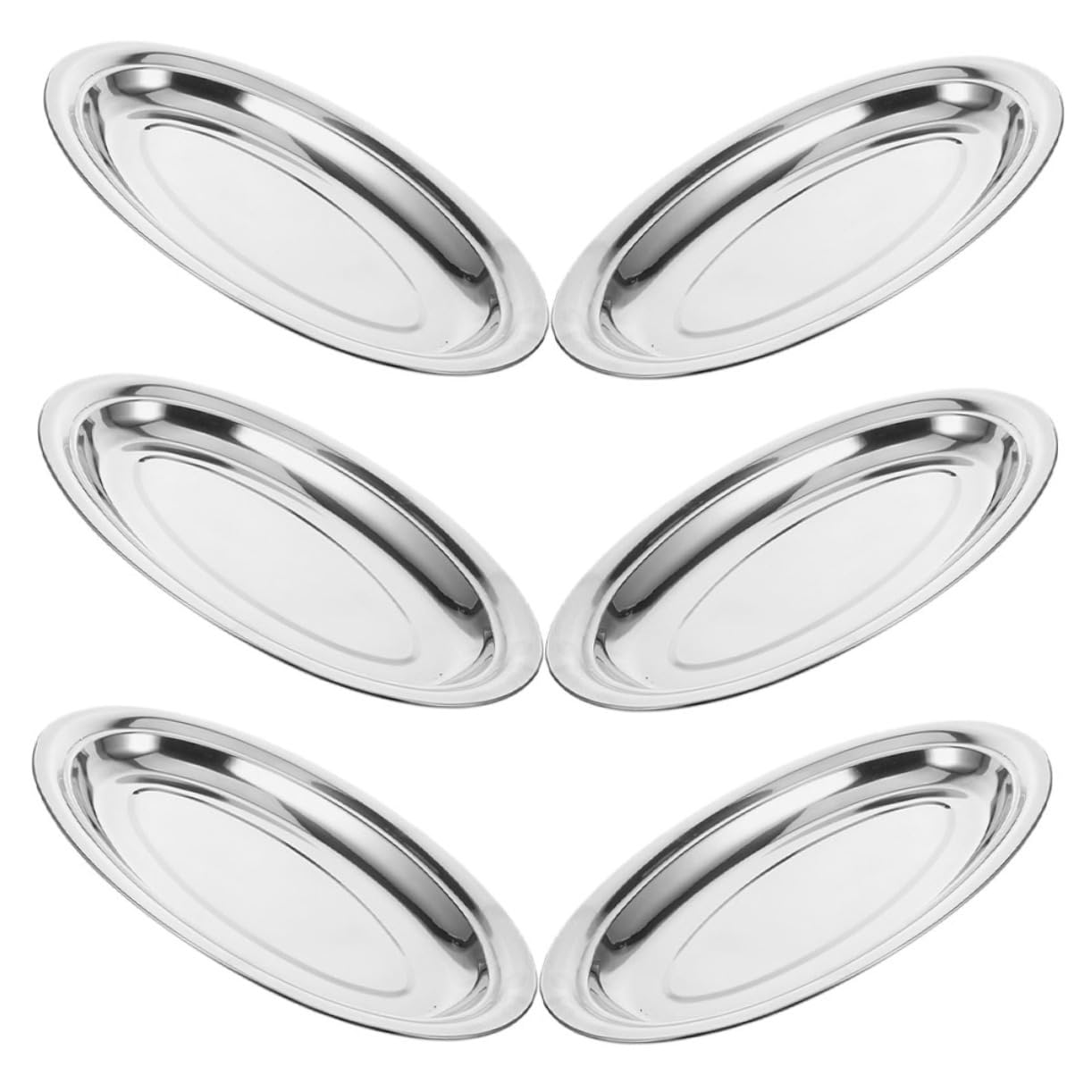 Hohopeti 6pezzi Vassoio in Acciaio Inox per Sushi Pesce Frutti di Mare e Carne Vassoio da Portata in Superficie Luciper Antipasti e Tovaglioli capacità Generosa per Servire Cibo in Modo