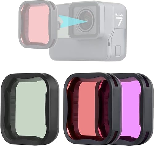 Juego de filtros de lente para GoPro 7 6 5 negro con filtro CPLcolor rojomagenta, ideal para esnórquelinmersión superficial, accesorios de grabación