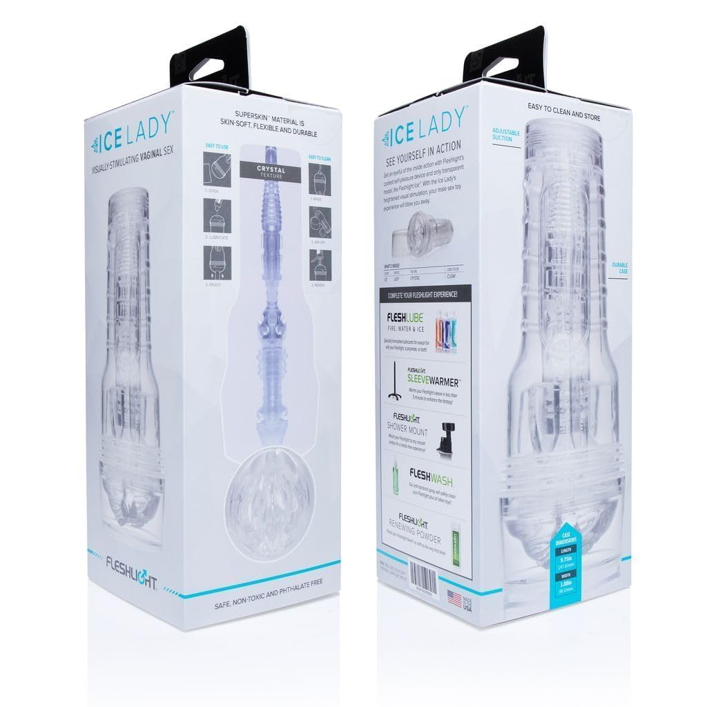 Fleshlight Ice Lady Crystal - Masturbatore SuperSkin, giocattolo del sesso estremamente realistico