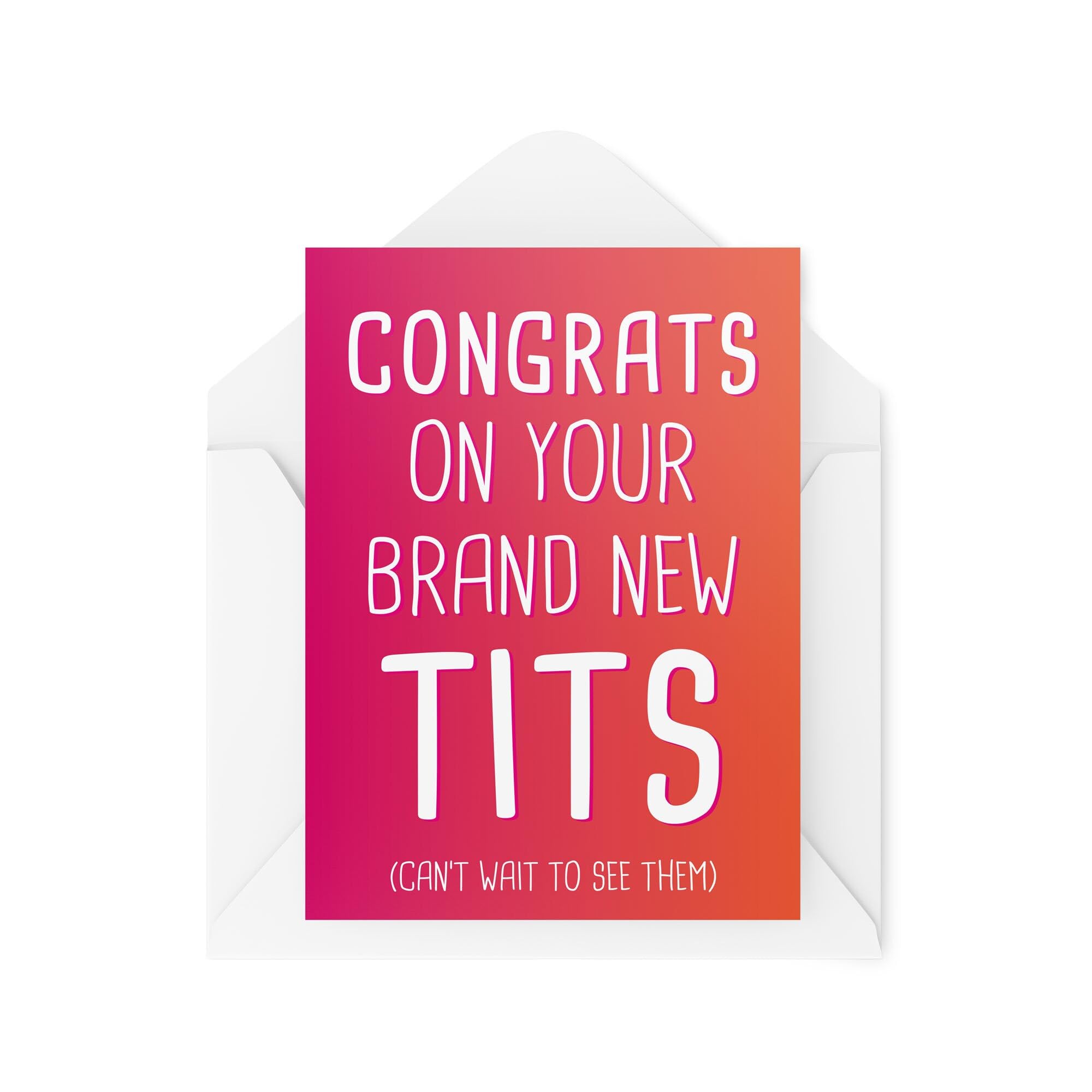 Funny New Boobies Cards | Congrats On Your Brand New Tits | Boobs Fun Joke Banter Love Unique Cards For Her Profanity Rude | CBH325