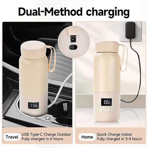 Miniatura 6 de Calentador de biberones portátil para viajes, calentador de biberones portátil de 11 onzas con calentamiento rápido y larga duración de la batería,