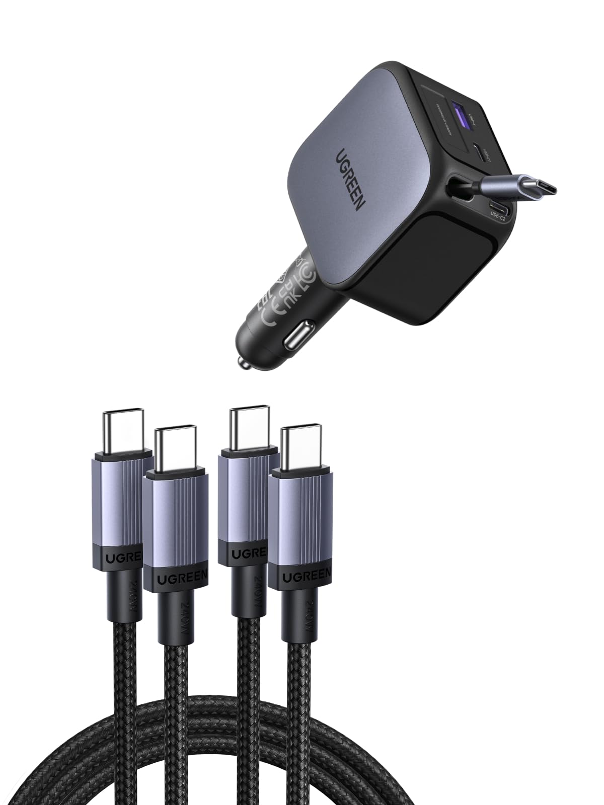 UGREEN 145W Caricatore Auto USB C | Cavo USB C 240W (2M)