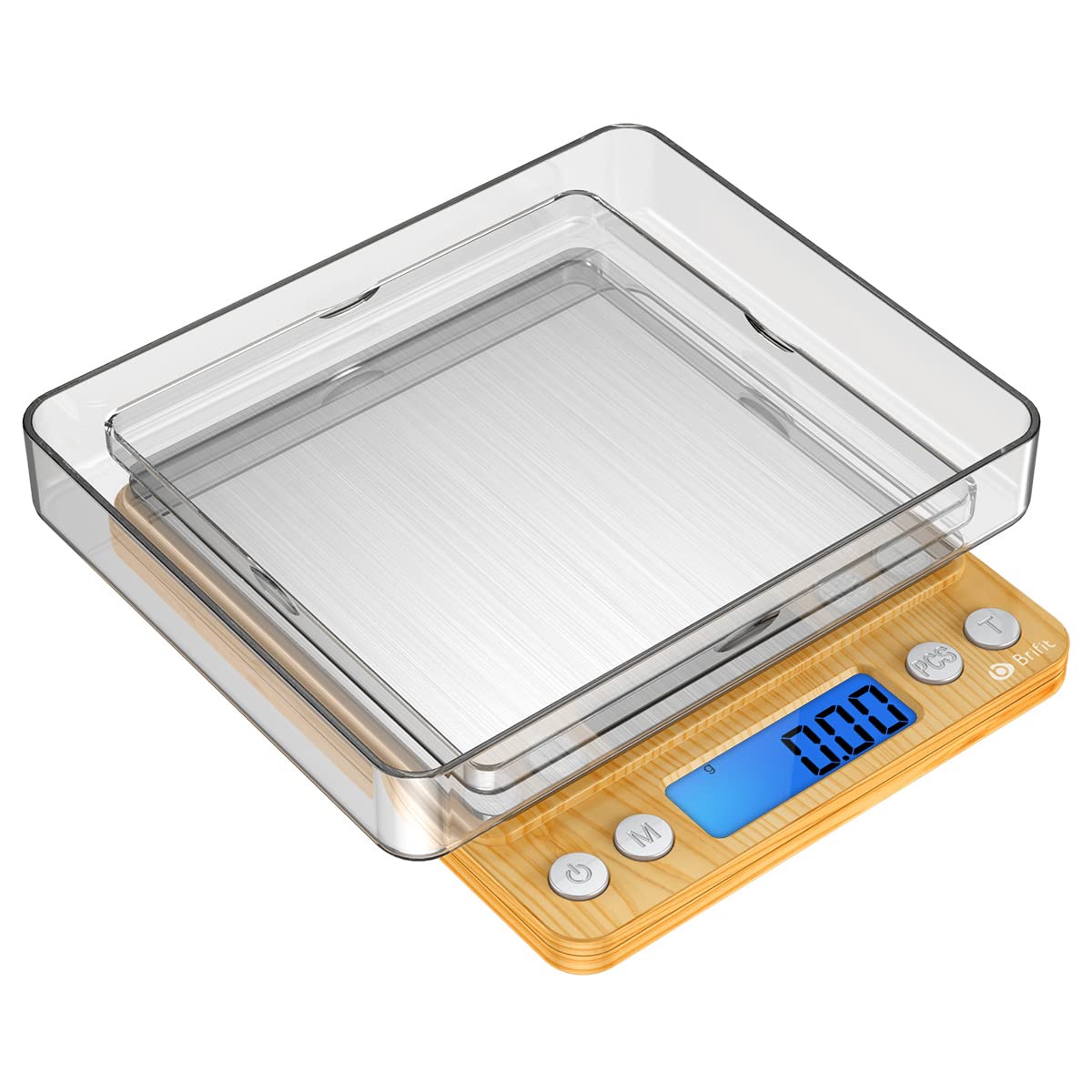 AMIR Digital Pocket Scales, (500g/ 0.01g) High-precision Kitchen Food Scales, Mini Kitchen Scale with Backlit, 2 Trays, Tare and PCS Features, Stainless Steel, Batteries Included