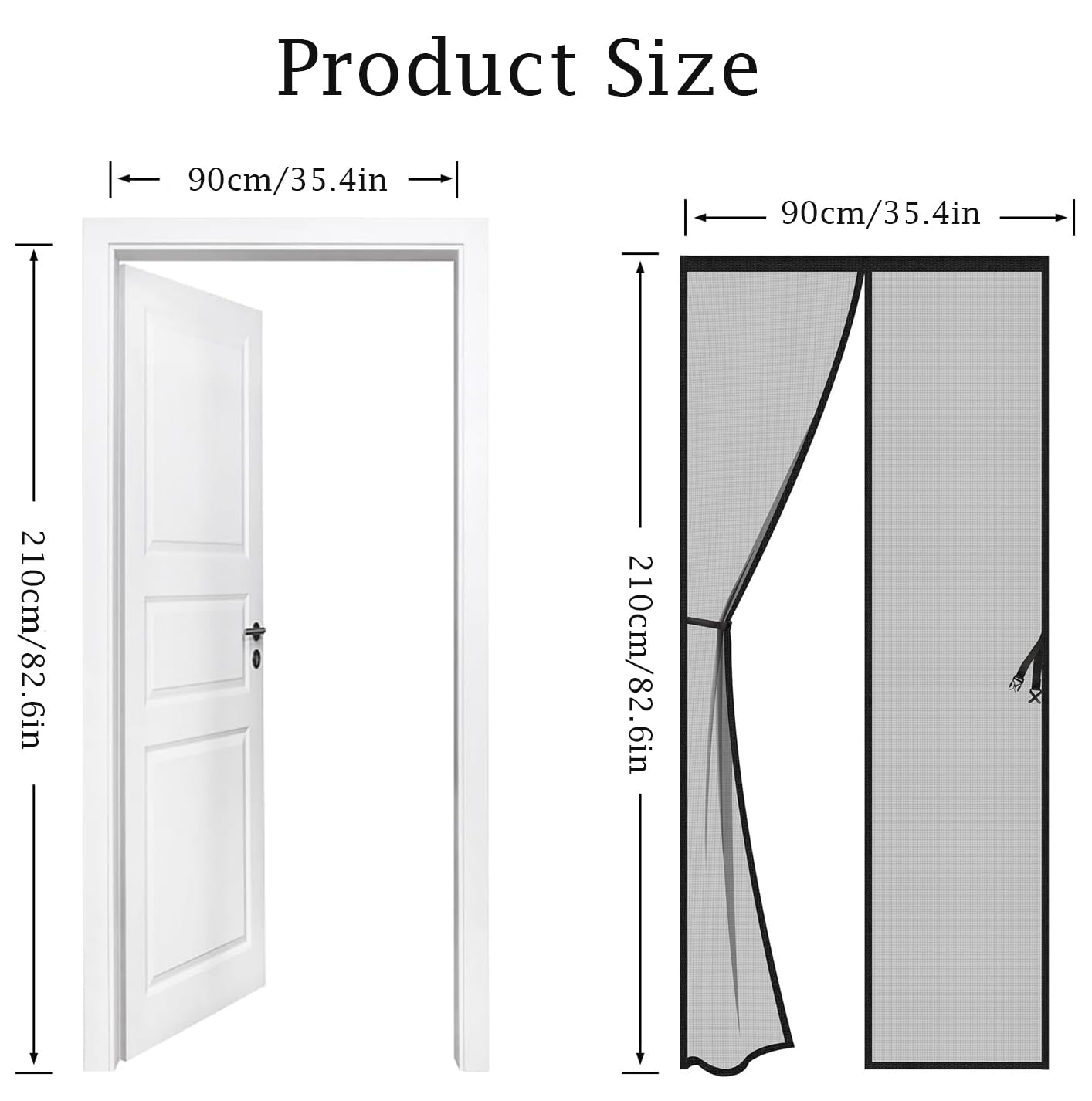 Magnetic Fly Screen Door 90x210cm,Heavy Duty Self-Sealing Bug Mesh with Powerful Magnets and Full Frame Magic Tape - Image 2