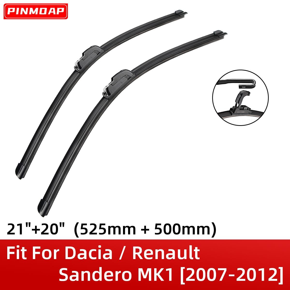 Balais D'essuie-glace Avant Pour Renault Sandero Mk1 2007-2012 - 1 Paire, Caoutchouc Qualité, Facile à Installer