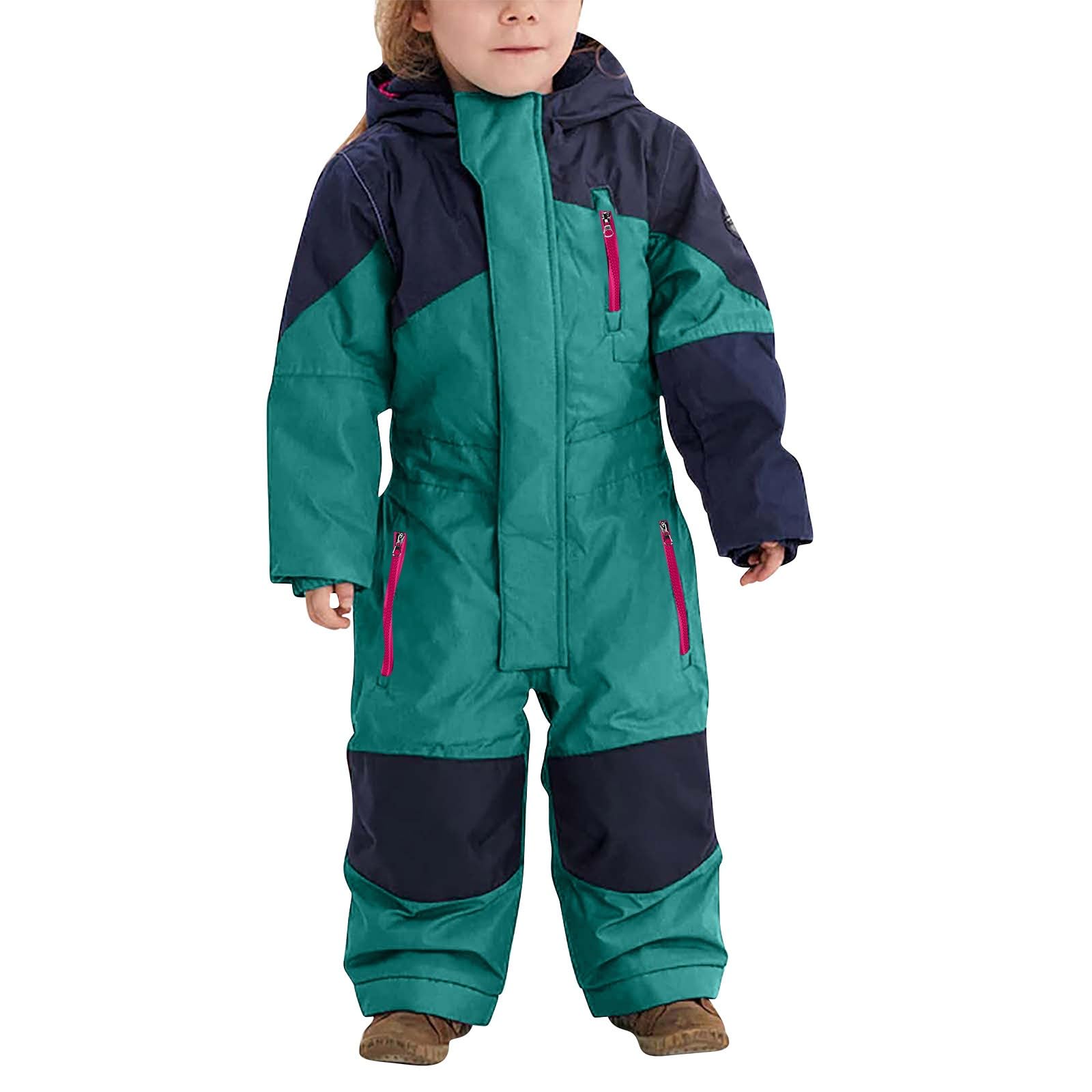 Generisch 2025 Tuta da Sci Per Bambini Con Cappuccio E Strisce Riflettenti Tuta Antivento Tuta Da Neve Calda Più Spessa Piumino Termico Confortevole Morbido Abbigliamento Da Sci Inverno All'aperto