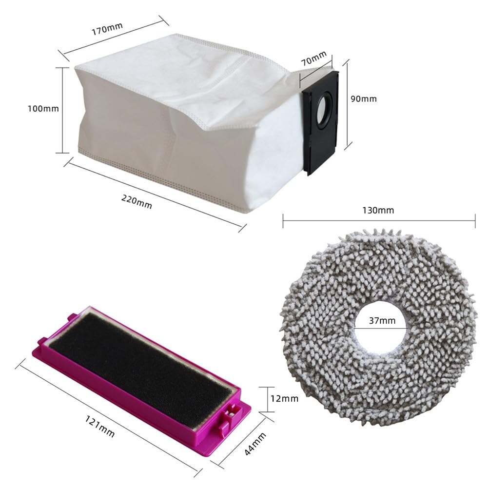FUBESK V16 J15 Auto-svuotamento Robot Aspirapolvere Accessori di ricambio/Spazzola Principale/Panno Mop Filtro/Filtro Aspirapolvere Sacchetto di Polvere Lavabile Microfibra Pavimento Mop Pads