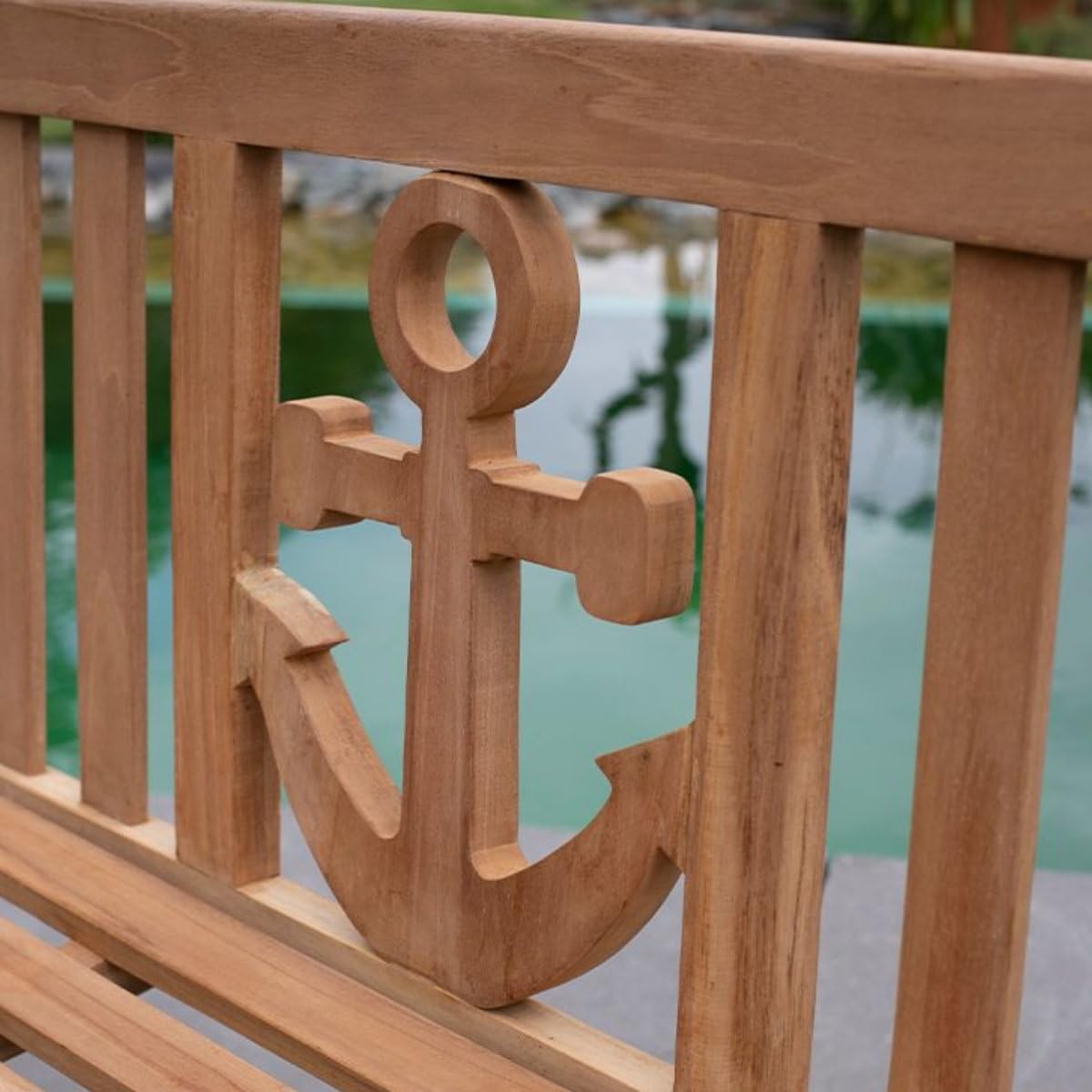 Goldene Hochzeit Bank mit Gravur-Schild zB Herzen (Namen), Gartenbank Anker 120cm Teakholz, Edelstahlschild personalisiert Geschenk-Idee 50. Hochzeitstag