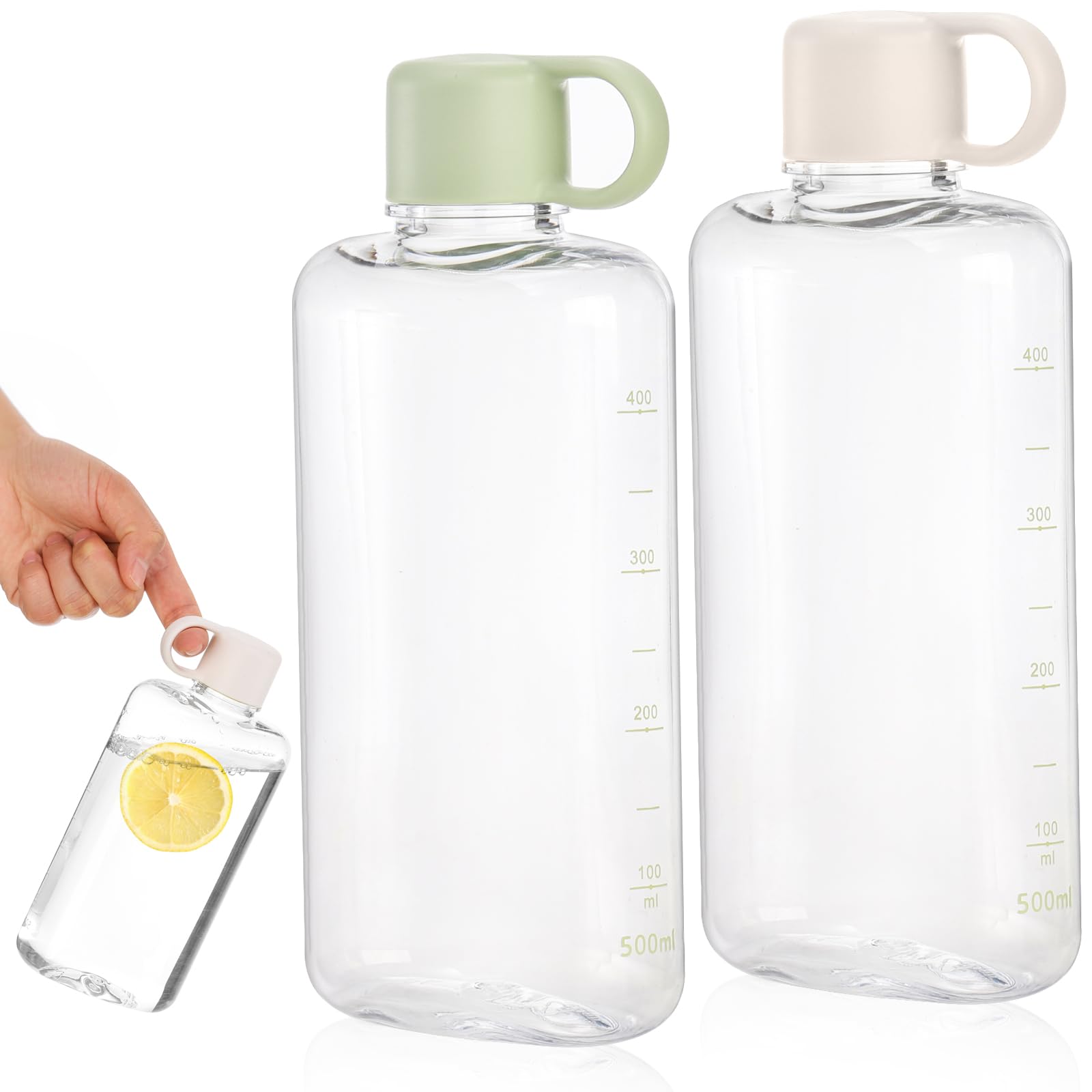 ZEAYEA 2-Pack Flat Water Bottles