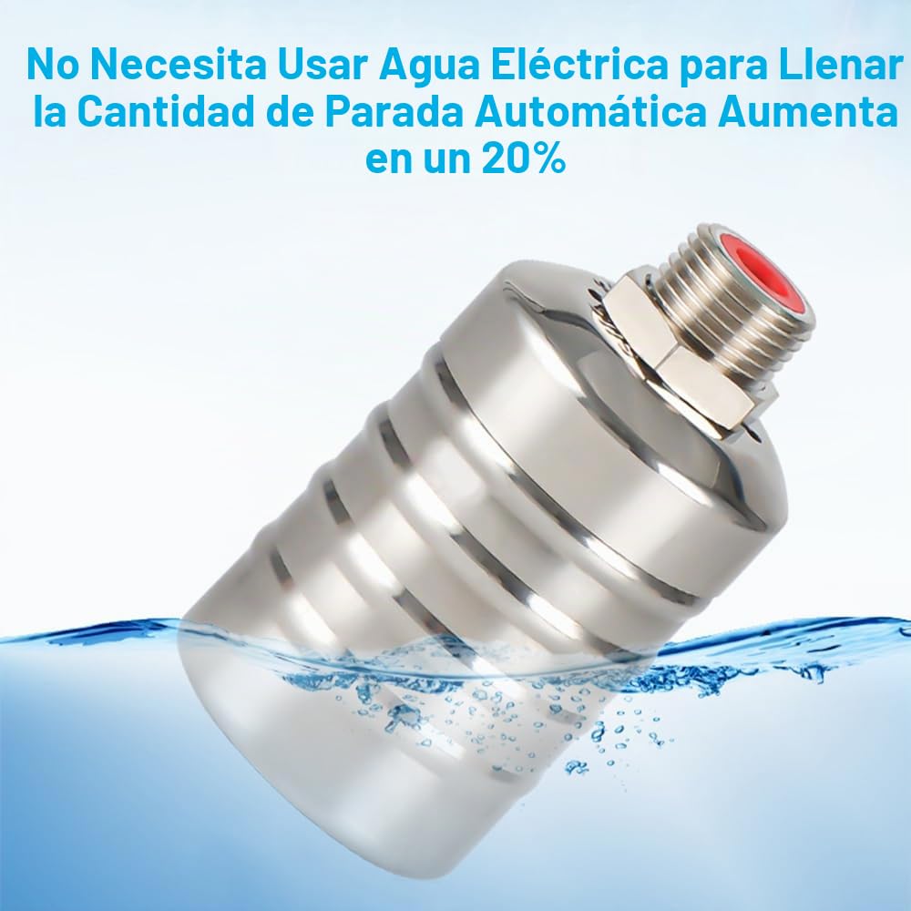 2 válvulas de acero inoxidable de 1/2 pulgadas,válvula de bola flotante,válvula de control automático del nivel de agua con 2 bandas de sellado para tanques de agua, piscina (tipo B, 1/2 pulgadas)