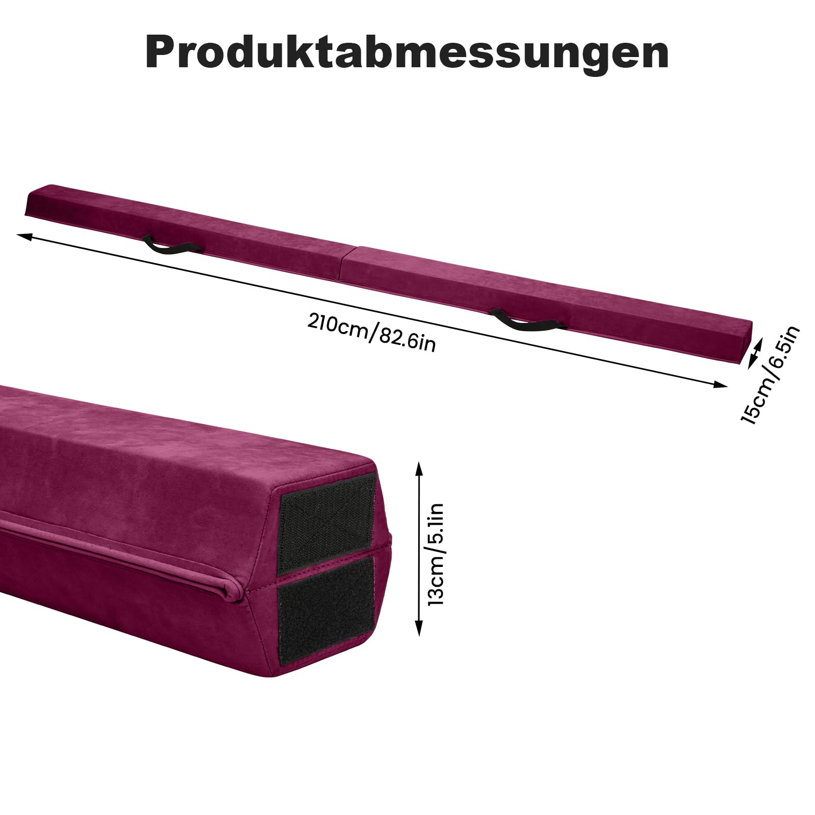 Faltbarer Gymnastik Schwebebalken 210 cm – Trainingsbalken Balance Beam für Kinder & Anfänger, Rutschfester Turnbalken mit Schaumstoffpolsterung