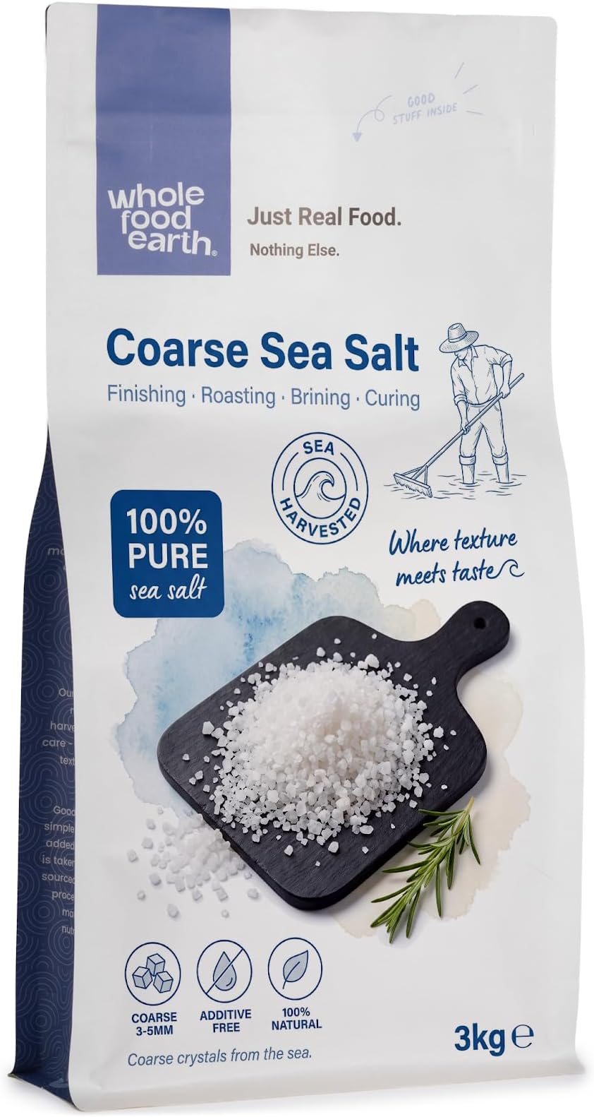 Wholefood Earth Coarse Sea Salt 3 kg | GMO Free | Additive Free