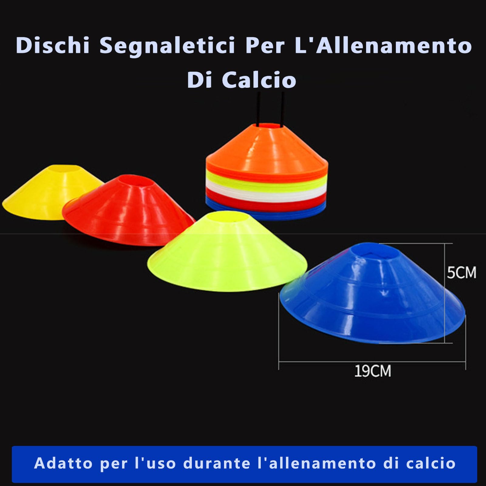 Cinesini per Allenamento Calcio,Kit Allenamento Calcio 20 Pezzi Applicabile a Set Allenamento Calcio,Atletica UVM, Marcatura del Campo